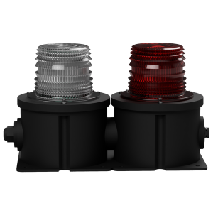 deegee DX/2V IP65 Ultra Power LED Strobe Duplex Beacon 115-230Vdu Black Base 300mm x 150mm x 189mm Red / White