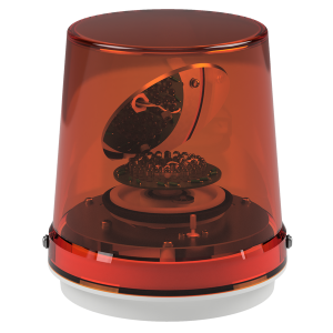 deegee RFK IP65 Rotating Mirror Beacon 115-230Vuc White Base 185mm x 165mm dia. Amber