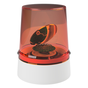 deegee RFH IP65 Rotating Mirror Beacon 115-230Vuc White Base 225mm x 175mm dia. Amber