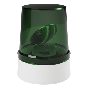 deegee RFH IP65 Rotating Mirror Beacon 115-230Vuc White Base 225mm x 175mm dia. Green