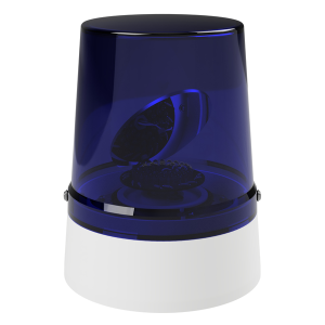 deegee RFH IP65 Rotating Mirror Beacon 115-230Vuc White Base 225mm x 175mm dia. Blue