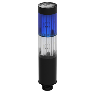 deegee STC LED Stack Light 24Vuc Black Base 145mm x 32mm dia. Blue / Clear 1m Cable M12 connector