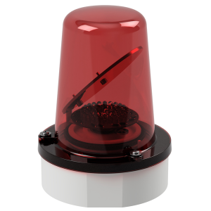 deegee RFE IP65 Rotating Mirror Beacon 115-230Vuc White Base 194mm x 146mm dia. Red