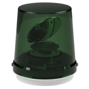 deegee RFK IP65 Rotating Mirror Beacon 115-230Vuc White Base 185mm x 165mm dia. Green