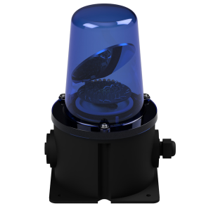 deegee RFT IP65 Rotating Mirror Beacon 115-230Vuc Black Base 250mm x 150mm x 150mm Blue