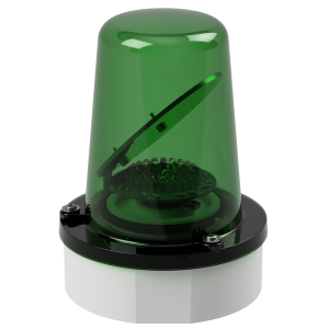 deegee RFE IP65 Rotating Mirror Beacon 115-230Vuc White Base 194mm x 146mm dia. Green