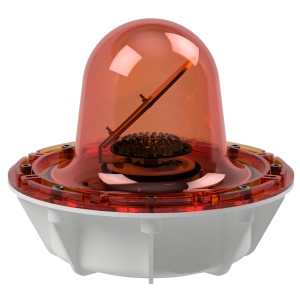 deegee RFG IP68 Rotating Mirror Beacon 115-230Vuc White Base 220mm x 256mm dia. Amber