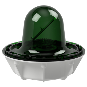 deegee RFG IP68 Rotating Mirror Beacon 115-230Vuc White Base 220mm x 256mm dia. Green