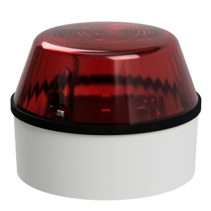 deegee PSR IP65 Pulsed LED Beacon 115-230Vdc White Base 92mm x 123mm dia. Red