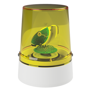 deegee RFH IP65 Rotating Mirror Beacon 115-230Vuc White Base 225mm x 175mm dia. Yellow